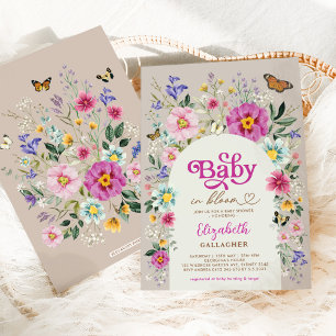 Boho Wildblomma Baby i Bloom Girl Shower Inbjudningar