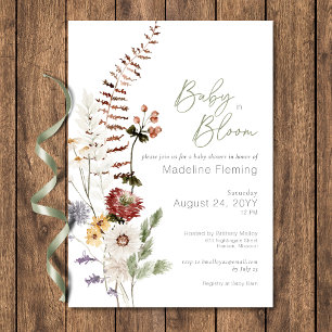 Boho Wildblomma Baby in Bloom Baby Shower Inbjudningar