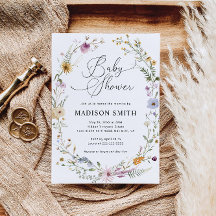 Boho Wildblomma Baby Shower-inbjudan