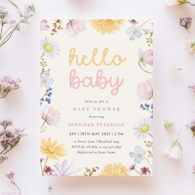 Boho Wildblomma Baby Shower-inbjudan Inbjudningar (Skapare uppladdad)