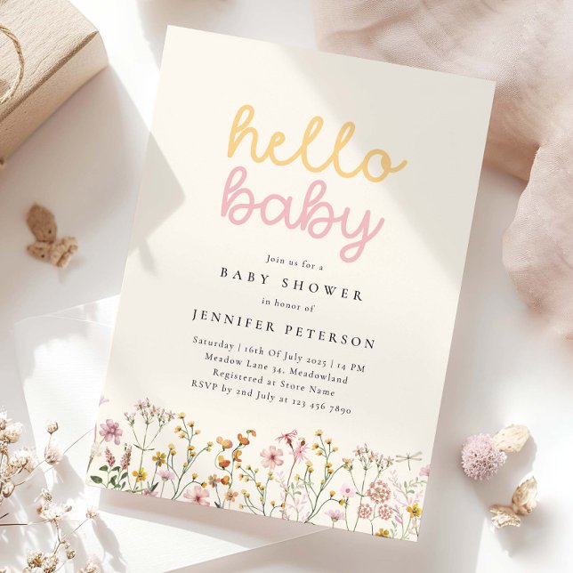 Boho Wildblomma Baby Shower-inbjudan Inbjudningar (Skapare uppladdad)