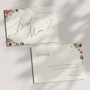 Boho Wildblomma   Beige Best Man Frieri Card Inbjudningar