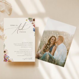 Boho Wildblomma | Beige Photo Traditional Bröllop Inbjudningar