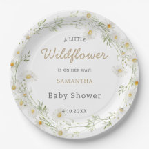 Boho wildblomma Blommigt Baby Shower Papper Tallri