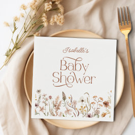 Boho Wildblomma Blommigt Girl Baby Shower Papper Pappersservett