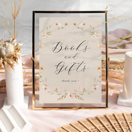 Boho Wildblomma Bokar och Gift Baby Shower Poster