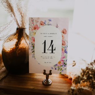 Boho Wildblomma Bordsnummer-kort Bordsnummer