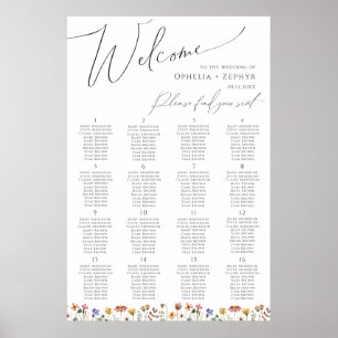 Boho Wildblomma   Bordsnumrets sittplatsplan Poster