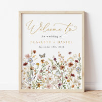 Boho Wildblomma Bröllop Garden Flowers Välkommen