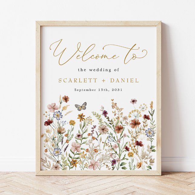 Boho Wildblomma Bröllop Garden Flowers Välkommen Poster (Skapare uppladdad)