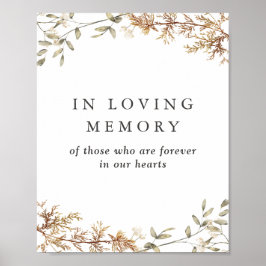 Boho Wildblomma Bröllop in Loving Memory Sign Poster