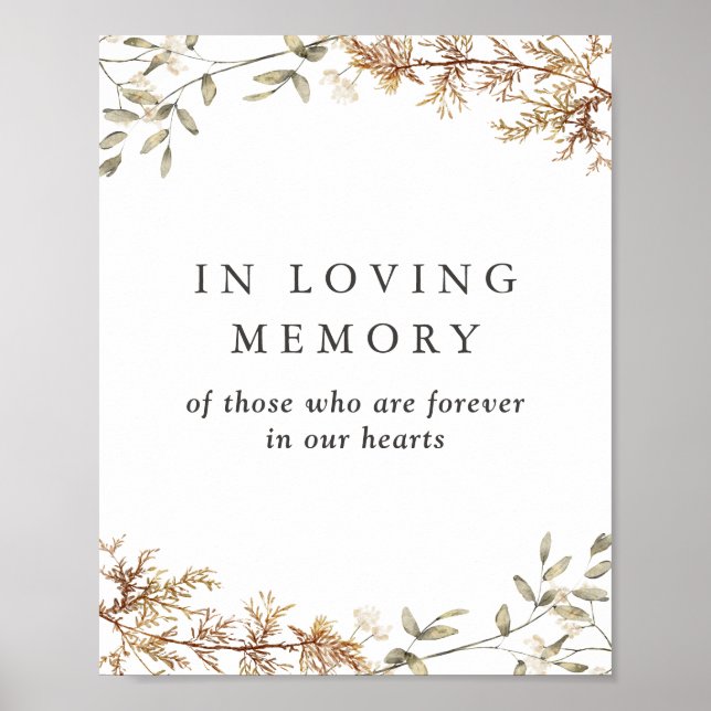Boho Wildblomma Bröllop in Loving Memory Sign Poster (Framsidan)