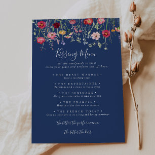 Boho Wildblomma Bröllop Kissing Menu-spelkort
