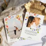 Boho Wildblomma | Bröllop Photo Tack Kort<br><div class="desc">Elegant och enkelt bröllop-tack för att du har ett tvåsidigt kort med ett vackert, frihetsfullt skript "tack" som kan ändras till vilken färg som helst. Fina mjuka blommor ram med ditt foto från ram i fullt med ytterligare foto och anpassning på baksidan. Hej sommar! Fyll på er sommar-bröllop med pulserande...</div>