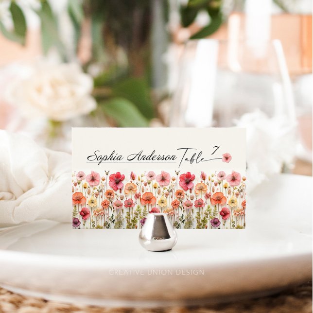Boho Wildblomma Bröllop-platskort Placeringskort (Skapare uppladdad)
