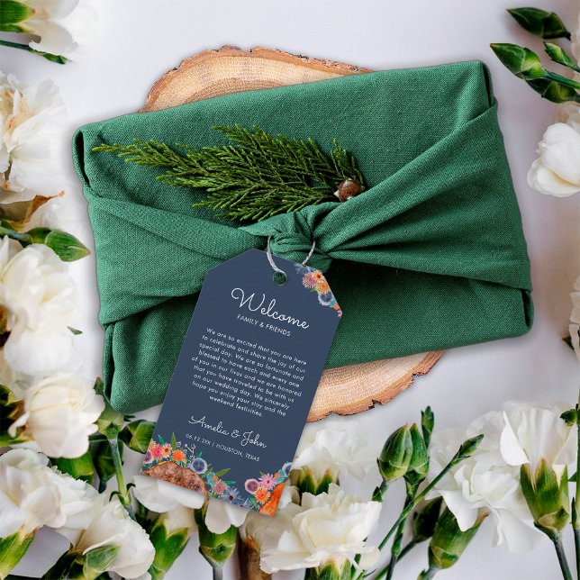 Boho Wildblomma Bröllop Välkomsthälsgåva Bag Baske Presentetikett (Skapare uppladdad)