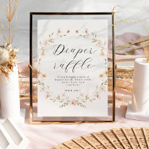 Boho Wildblomma Diaper Raffle Baby Shower Poster