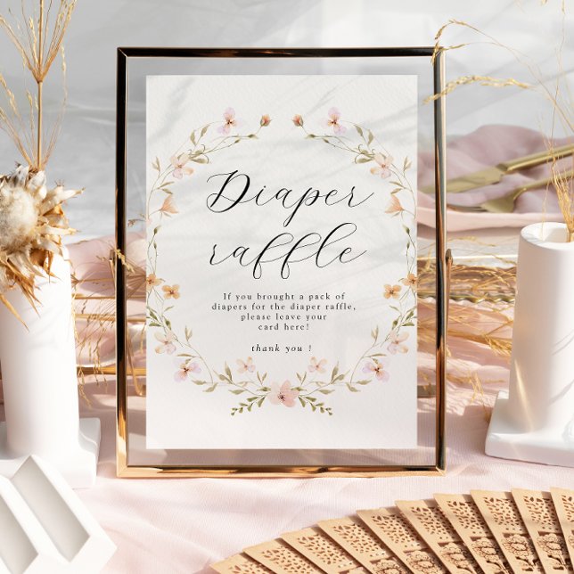 Boho Wildblomma Diaper Raffle Baby Shower Poster (Skapare uppladdad)