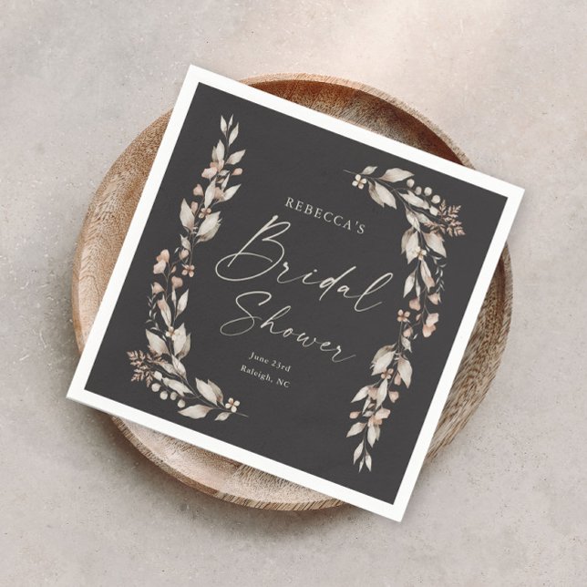 Boho Wildblomma Elegant bröllop Möhippa Pappersservett (Boho wildflower floral elegant wedding bridal shower napkins.)