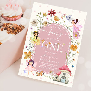Boho Wildblomma Fairy 1st Birthday Party Inbjudningar