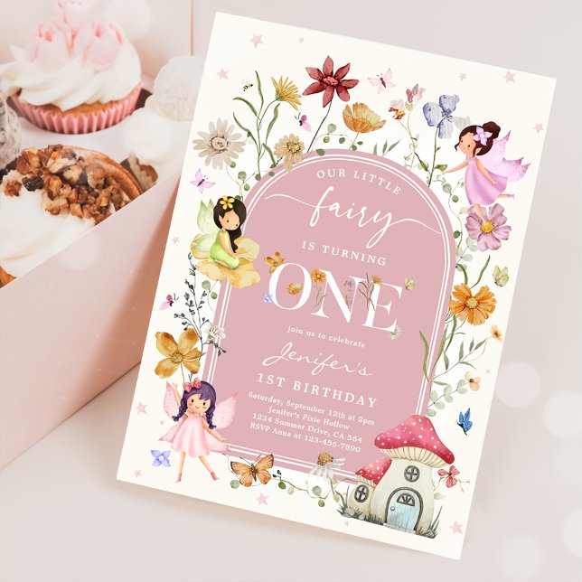 Boho Wildblomma Fairy 1st Birthday Party Inbjudningar (Skapare uppladdad)