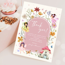 Boho Wildblomma Fairy 1st Birthday Party Tack Kort