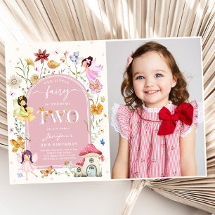 Boho Wildblomma Fairy 2:a födelsedag Party Photo Inbjudningar