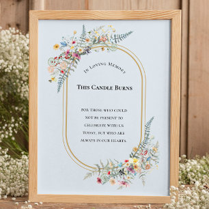 Boho Wildblomma Fern Dusty Blue - Candle Burns Poster