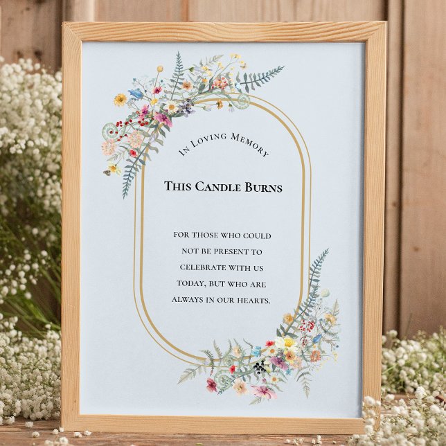 Boho Wildblomma Fern Dusty Blue - Candle Burns Poster (Skapare uppladdad)
