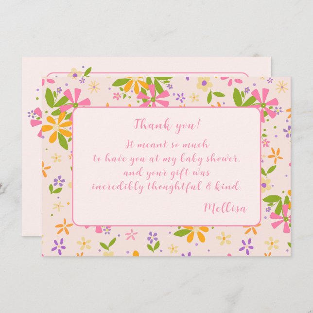 Boho Wildblomma Flicka Shower Tackkort Inbjudningar (Fram/baksida)