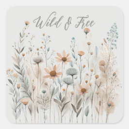 Boho Wildblomma Fyrkantigt Klistermärke