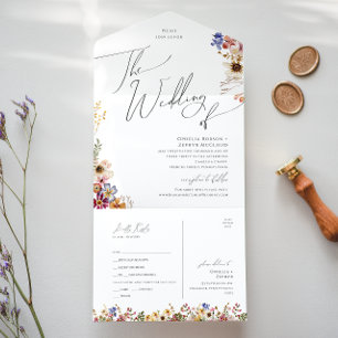 Boho Wildblomma Garden Wedof Seal och Send