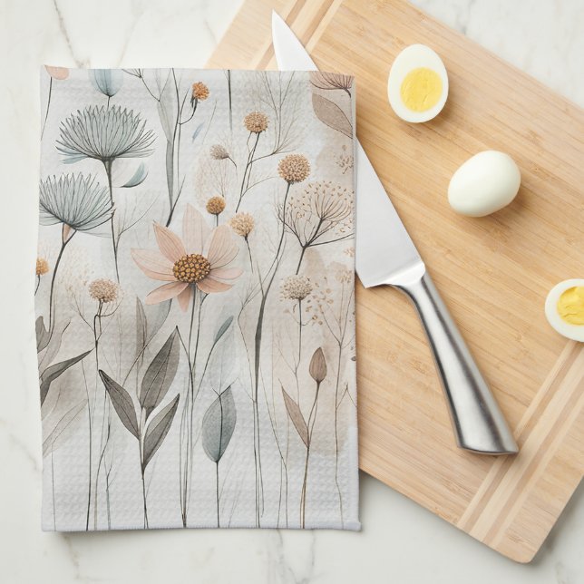 Boho Wildblomma Kökshandduk (Vikt i Fjärdedel)