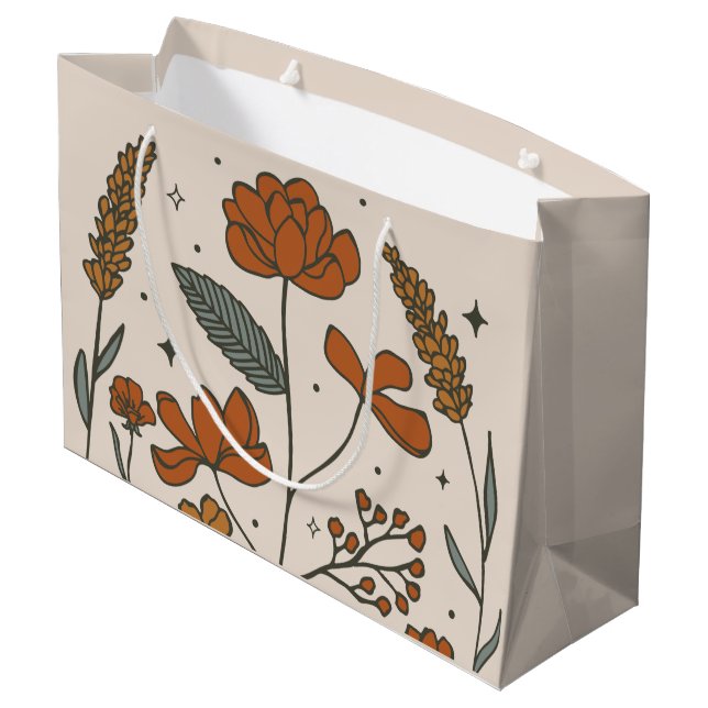 Boho Wildblomma Large Gift Bag (Baksidan Vinklad)