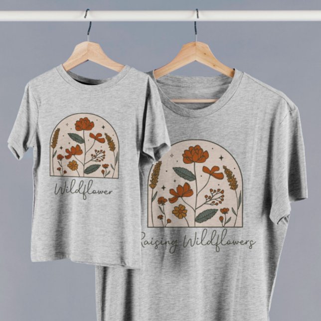Boho Wildblomma Mor Dotter T-Shirt (Skapare uppladdad)