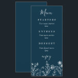 Boho wildblomma navy blue bröllop meny<br><div class="desc">Menyn Boho simple navy blue wildblomma bröllop.</div>