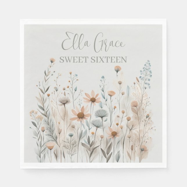 Boho Wildblomma Pappersservett (Framsidan)