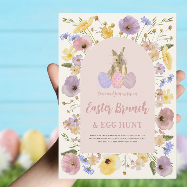 Boho Wildblomma Påsk Brunch och Egg Hunt Inbjudningar (Boho Easter egg hunt and brunch invitation )