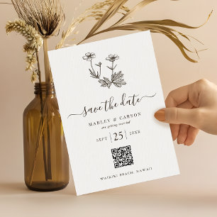 Boho Wildblomma QR-kod Bröllop Spara Datumet