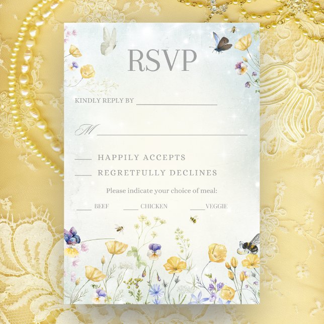 Boho Wildblomma Rustic Green Wedding RSVP-kort (Skapare uppladdad)