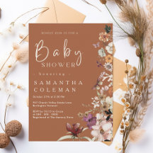 Boho Wildblomma Rustic Terracotta Baby Shower