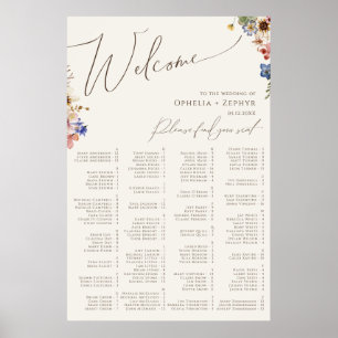 Boho Wildblomma   Stationsschema för alfabetiskt l Poster