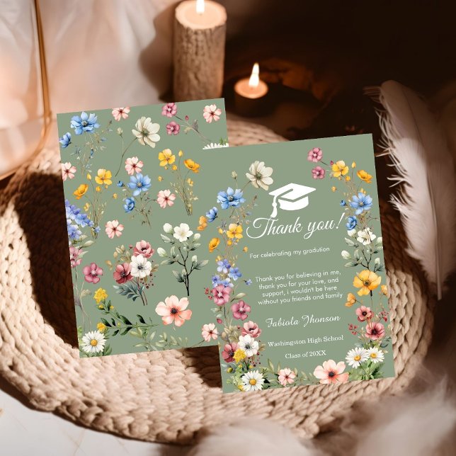 Boho WIldblomma studenten-fototack för ditt kort (Skapare uppladdad)