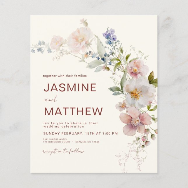 Boho Wildblomma Terracotta Wedding bjudande Flygblad (Framsidan)