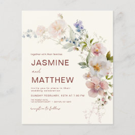 Boho Wildblomma Terracotta Wedding bjudande Flygblad