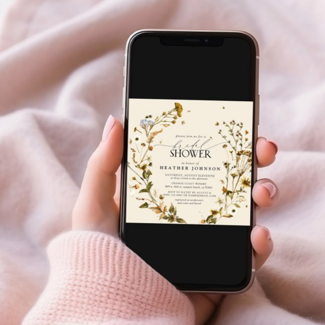Boho Wildblomma Torkad Möhippa av frisk andedräkt Inbjudningar (Skapare uppladdad)