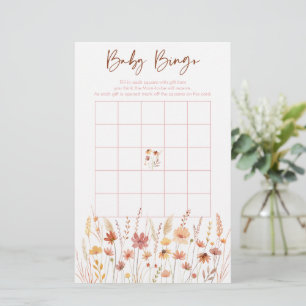 Boho WildblommBaby Shower Bingo Game