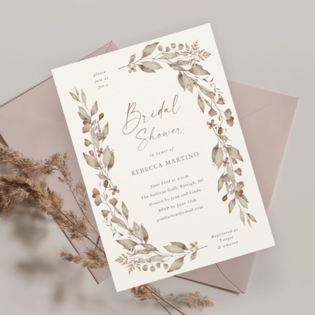Boho WildblommBlommigt Bröllop Möhippa (Boho wildflower floral elegant ivory wedding bridal shower invitation magnetic card.)