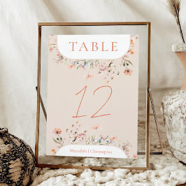 Boho WildblommBröllop Bordsnummer
