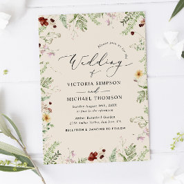 Boho WildblommBröllop Inbjudningar